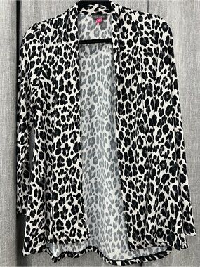 Vince Camuto Black and Gray Leopard Print Jacket